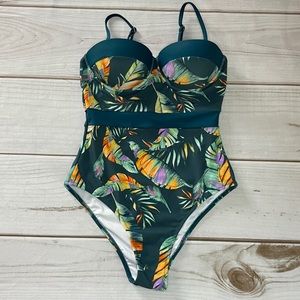 Tropical Leafy Moulded One
Piece Swimsuit